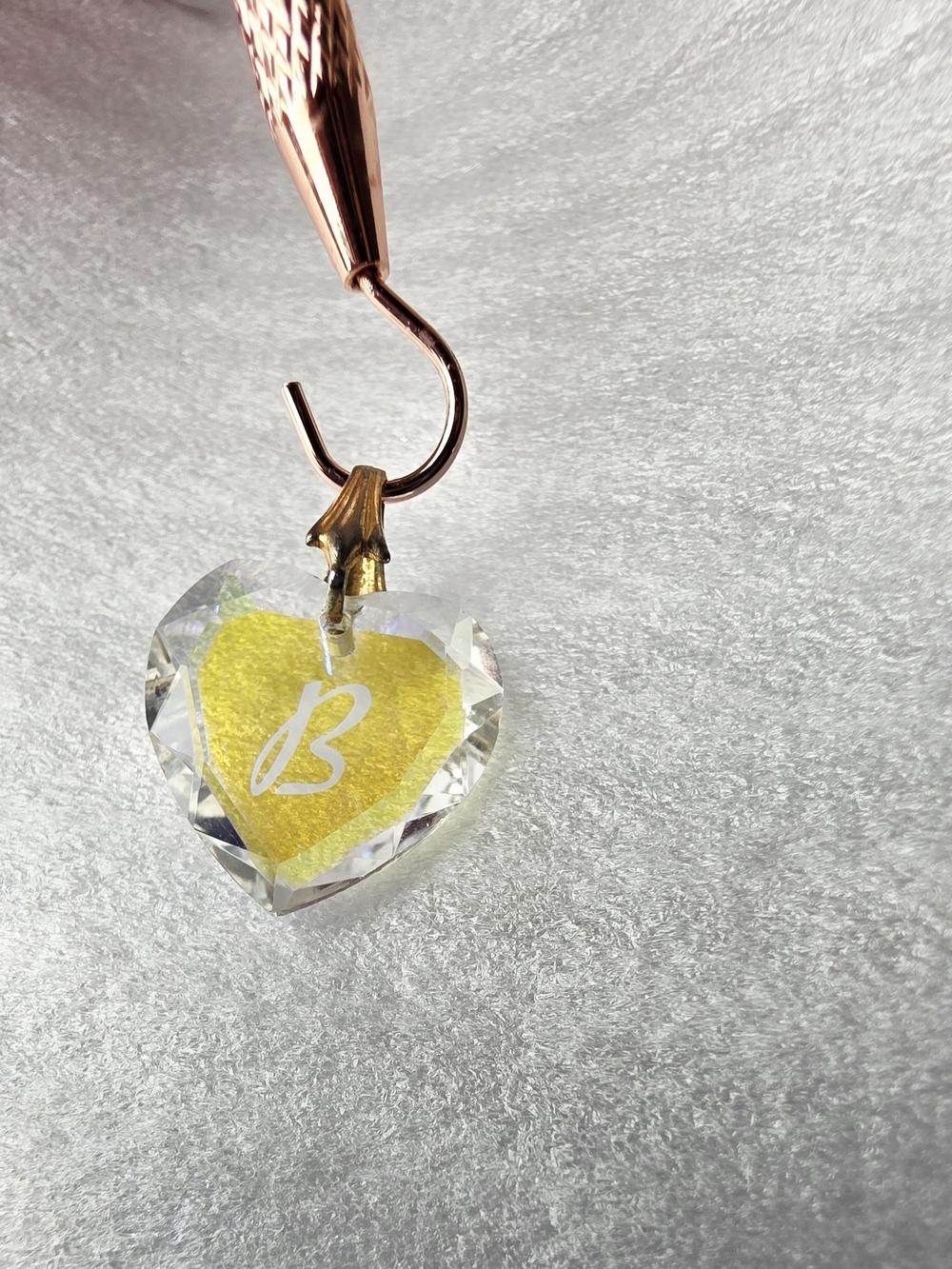 Heart Crystal Pendant Necklace/Bracelet in Yellow 'B' Logo